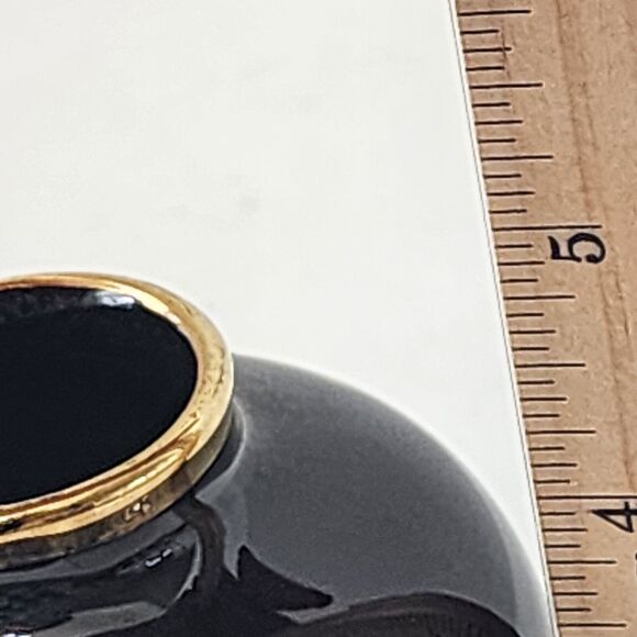 B H Geschenke German Vases Art Pottery Signed Floral Trees Gold Trim Set of 2 - Picture 13 of 13